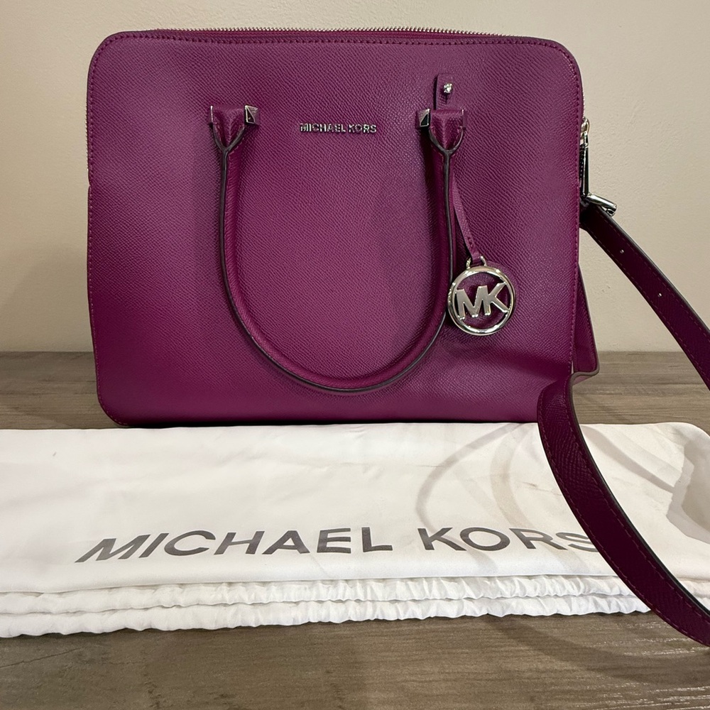 Michael Kors Purple Satchel Saffiano Leather